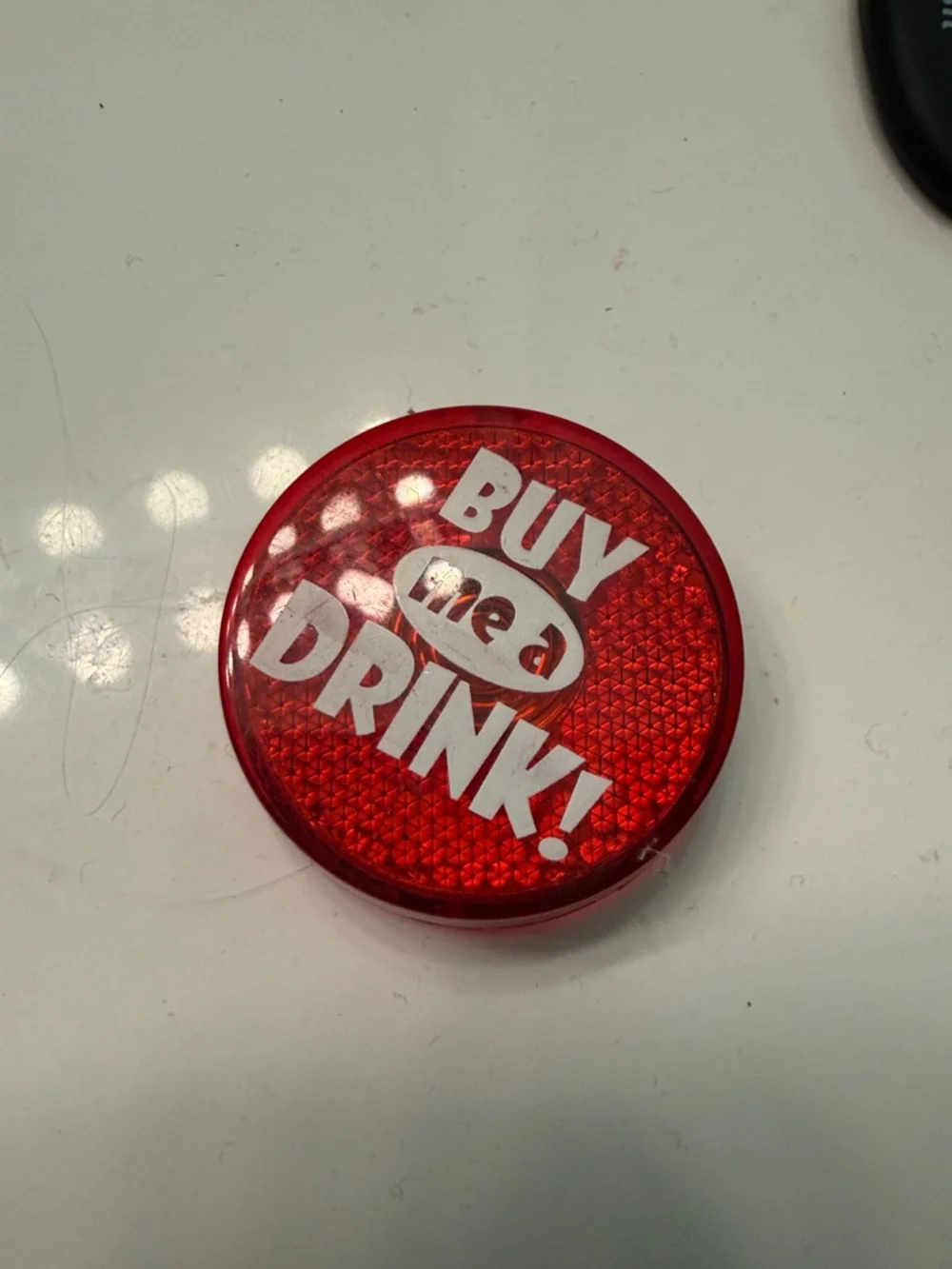 Buy Me a Drink LED Button Badge — Red